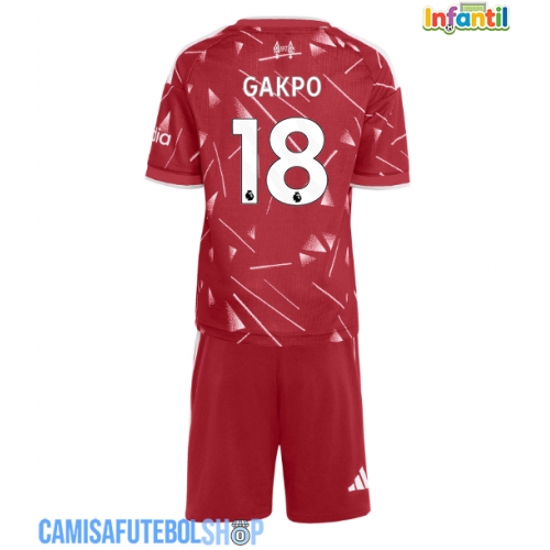 Camisa de time de futebol Liverpool Cody Gakpo #18 Replicas 1º Equipamento Infantil 2026-27 Manga Curta (+ Calças curtas)